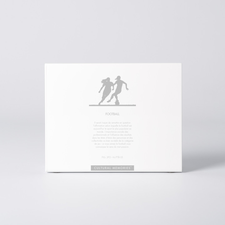Coffret de la figure "Football · Duel de joueuses" avec le texte qui explique la silhouette