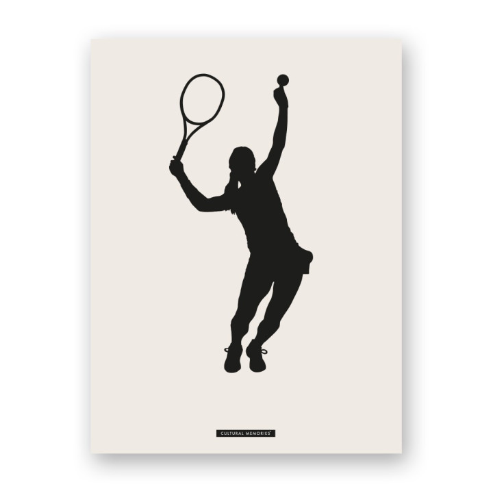 Print "Tennis · Serve, woman player", the full artwork
