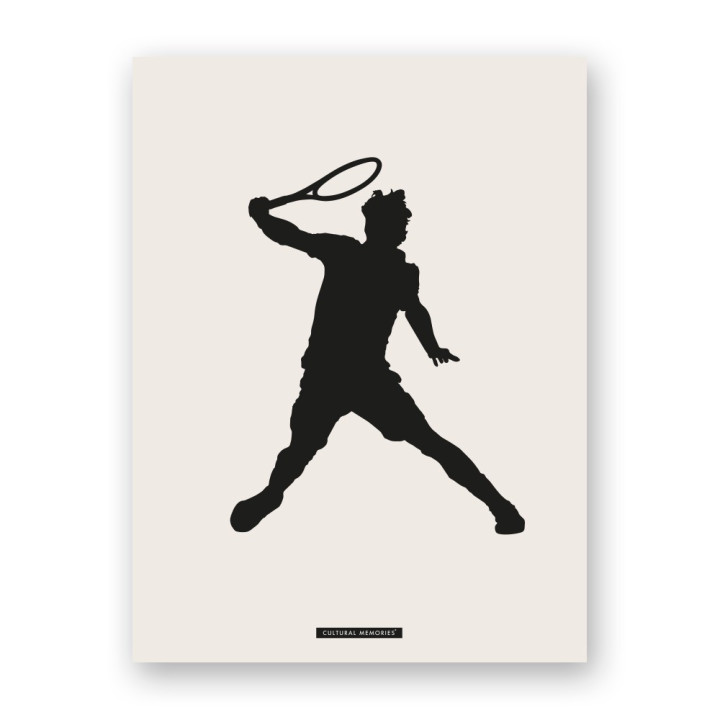 Print "Tennis · Open-stance one-handed backhand", the full artwork