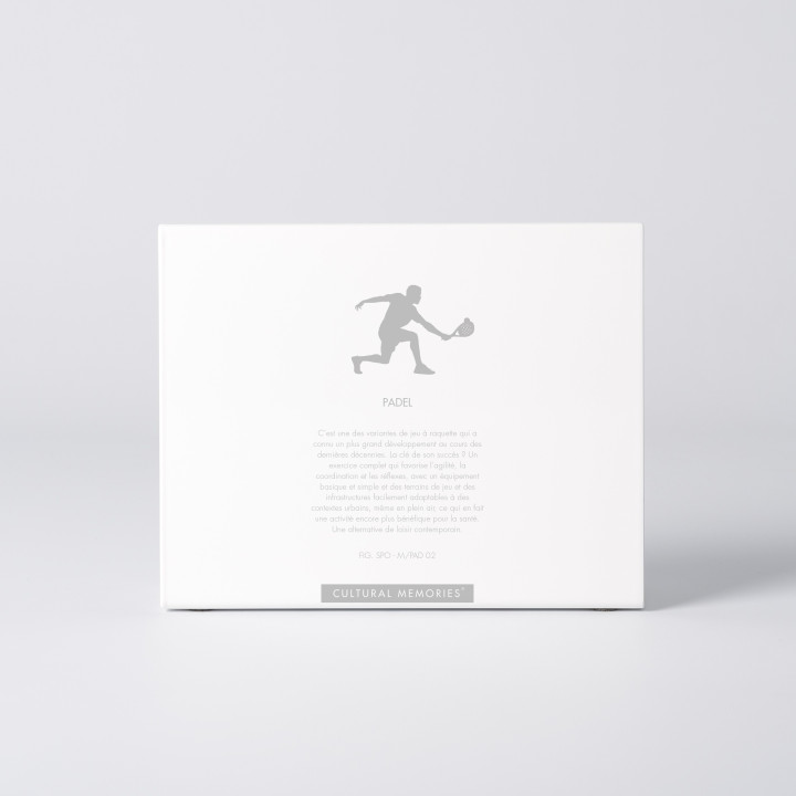 Coffret de la figure "Padel · Joueur en extension" avec le texte qui explique la silhouette