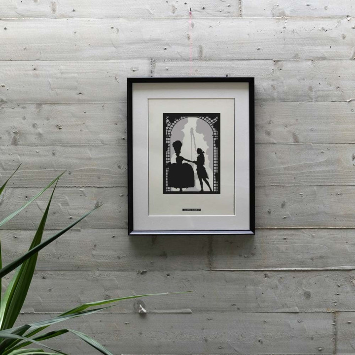 Print "ROMANTIC GARDEN" framed and hanging on a wall