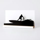 Figure "Paddle surf · Riding into the wave", angled view showing its oak base