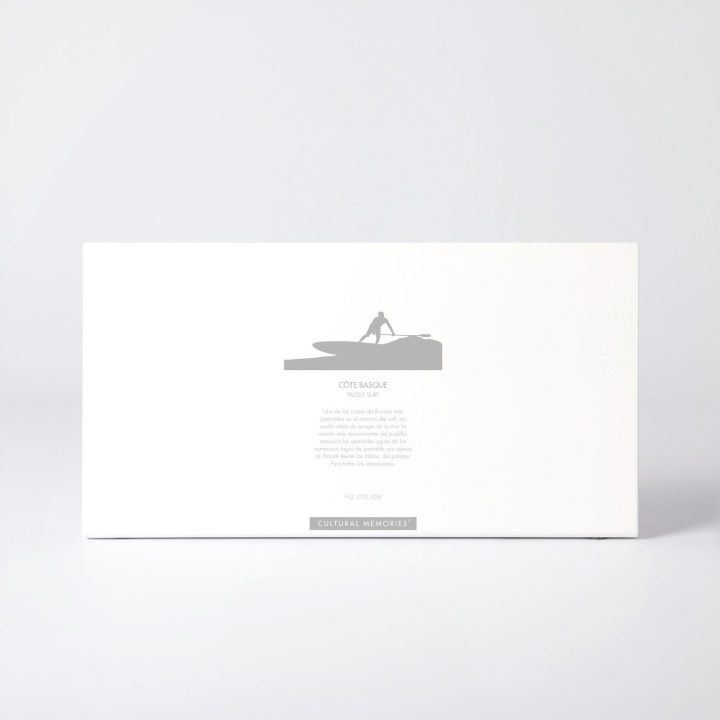 Estuche de la figura "Paddle surf · Entrando en la ola" con el texto que explica la silueta