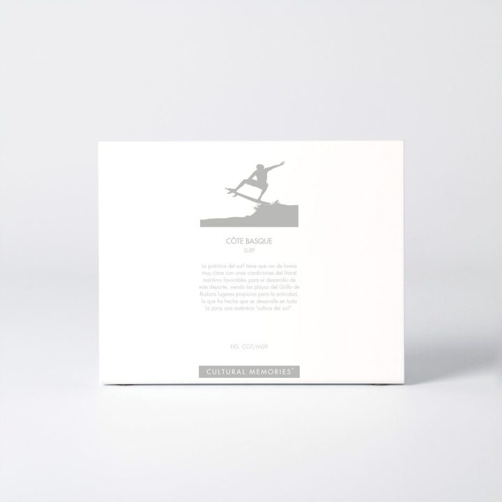 Sleeve of the figure "Surfing · Turn with the board held high" with the text explaining the silhouette