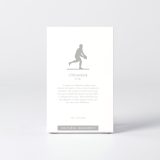 Estuche de la figura "Rugby · Jugador a punto de pasar" con el texto que explica la silueta