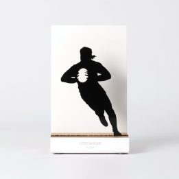 Figure "Rugby · Player facing forward with the ball", front view