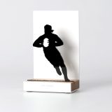 Figure "Rugby · Player facing forward with the ball", angled view showing its oak base