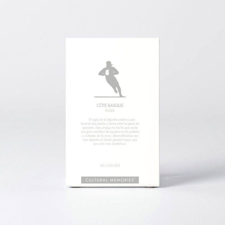 Coffret de la figure "Rugby · Joueur de face avec le ballon" avec le texte qui explique la silhouette