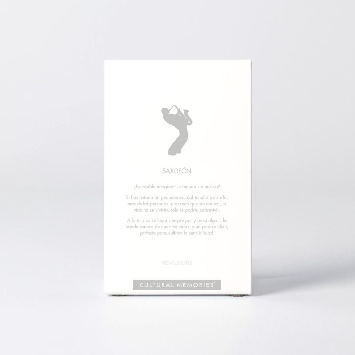 Coffret de la figure "SAXOPHONE" avec le texte qui explique la silhouette