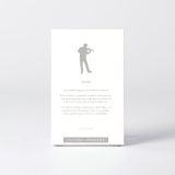 Sleeve of the figure "Violin · Male violinist" with the text explaining the silhouette