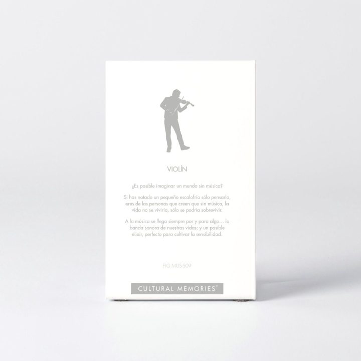 Estuche de la figura "Violín · Violinista hombre" con el texto que explica la silueta