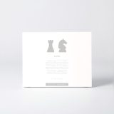 Sleeve of the figure "Chess · Rook and knight" with the text explaining the silhouette
