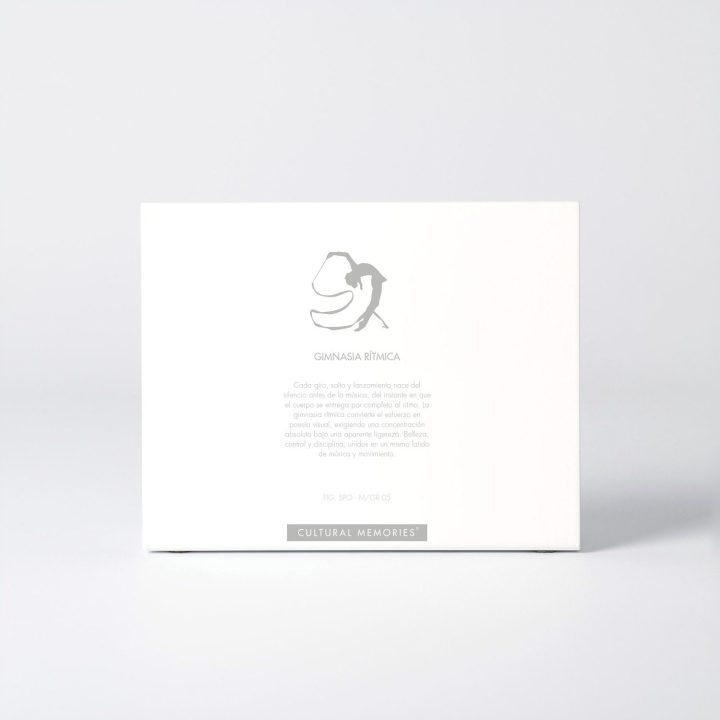 Sleeve of the figure "Rhythmic gymnastics · Back bend with ribbon" with the text explaining the silhouette