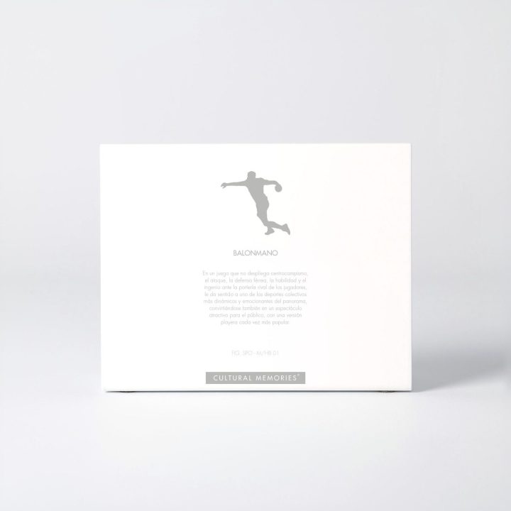 Sleeve of the figure "Handball · Standing throw" with the text explaining the silhouette