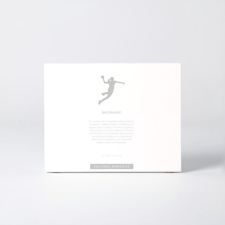 Coffret de la figure "Handball · Tir en suspension féminin" avec le texte qui explique la silhouette