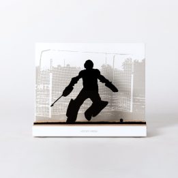 Figure "Field hockey · Goalkeeper making a save", front view