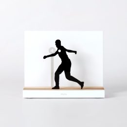Figure "Basque pelota · Pelotari winding up a volley, hook", front view