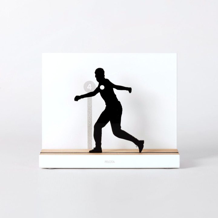 Figure "Basque pelota · Pelotari winding up a volley, hook", front view