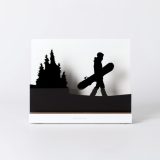 Figure "Snowboard · Board in hand among the pines", front view