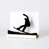 Figure "Snowboard · Heelside carve", angled view showing its oak base