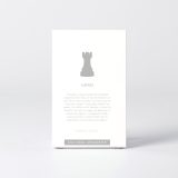 Sleeve of the figure "Chess · Rook" with the text explaining the silhouette