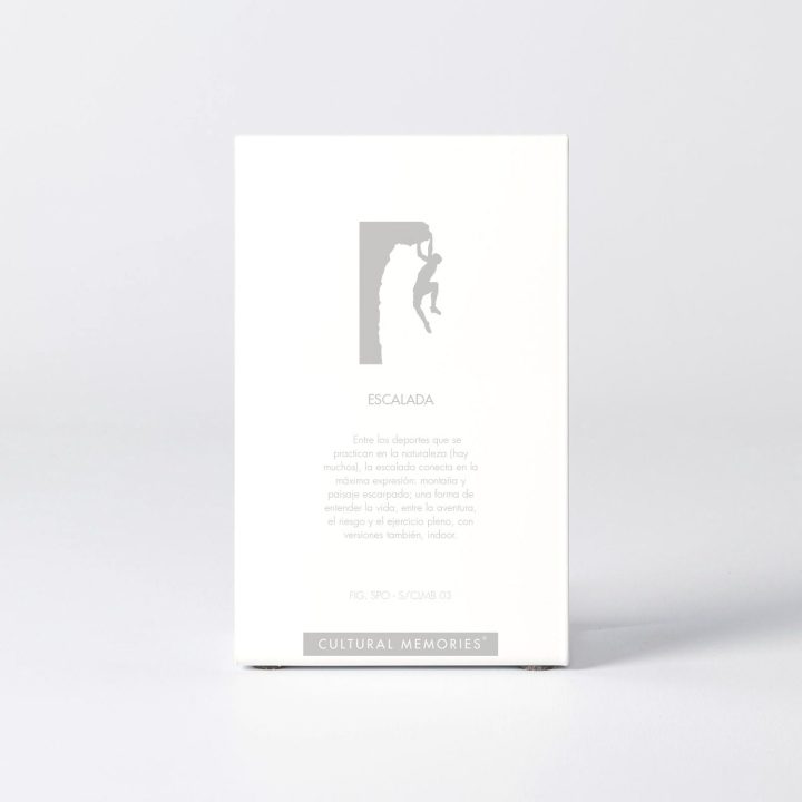 Sleeve of the figure "Climbing · Hanging from the ledge" with the text explaining the silhouette