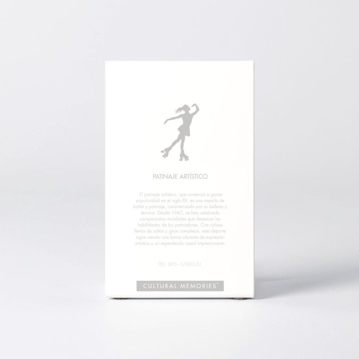 Estuche de la figura "Patinaje · Patinadora sobre ruedas" con el texto que explica la silueta
