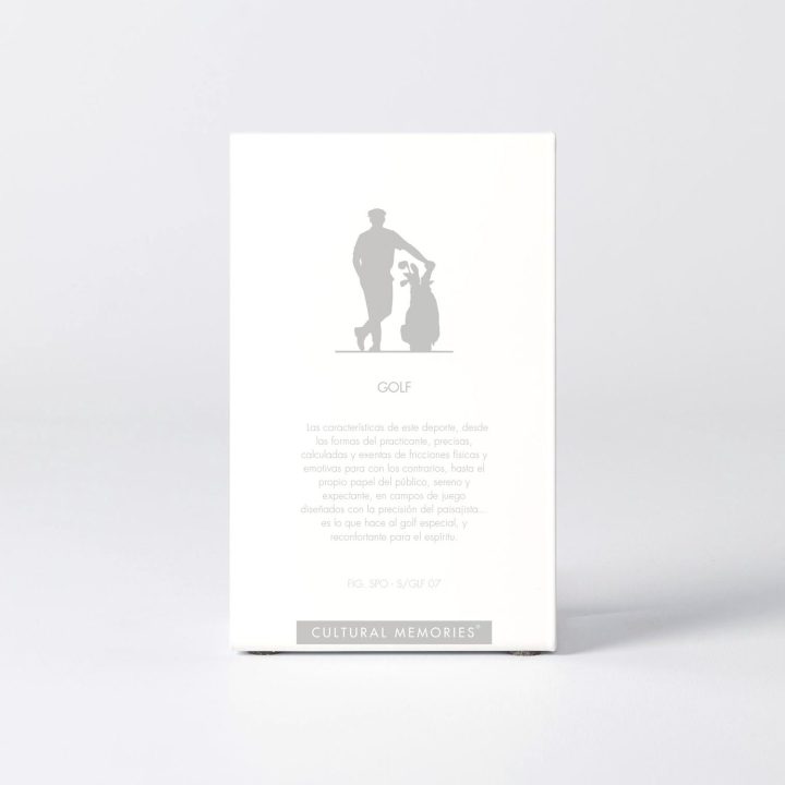 Sleeve of the figure "Golf · Golfer leaning on the bag" with the text explaining the silhouette