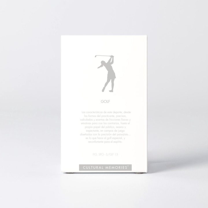 Sleeve of the figure "Golf · Woman golfer's swing" with the text explaining the silhouette