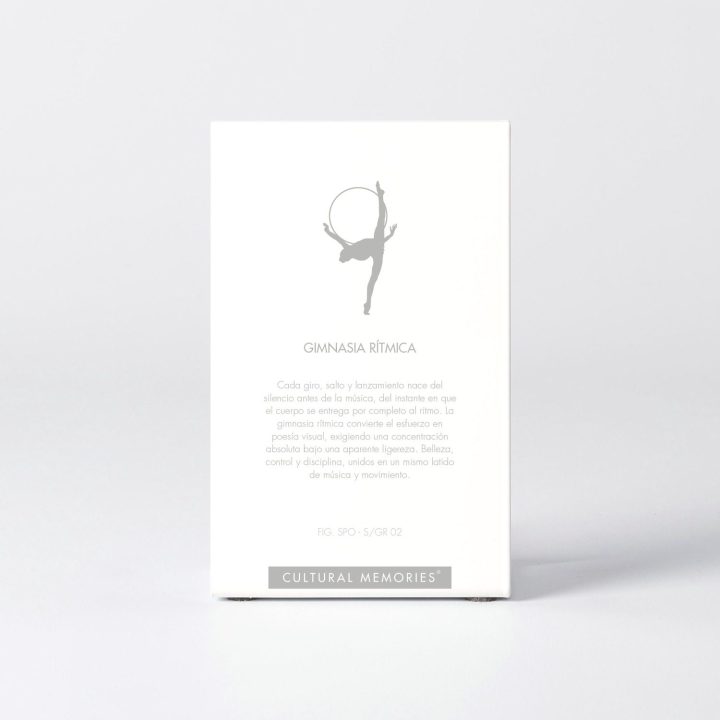 Sleeve of the figure "Rhythmic gymnastics · Balance with hoop" with the text explaining the silhouette