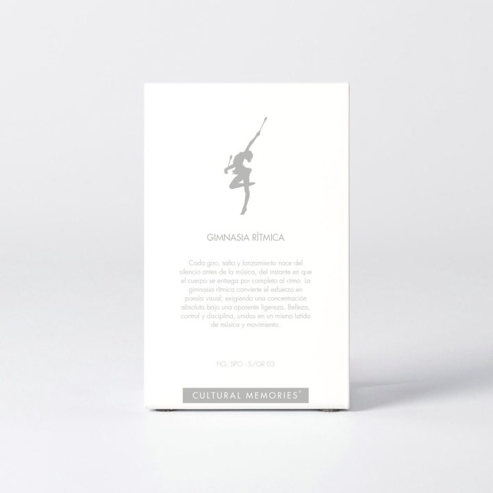 Coffret de la figure "Gymnastique rythmique · Gymnaste aux massues" avec le texte qui explique la silhouette