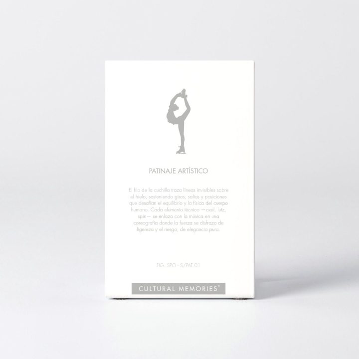 Sleeve of the figure "Figure skating · Biellmann spin" with the text explaining the silhouette