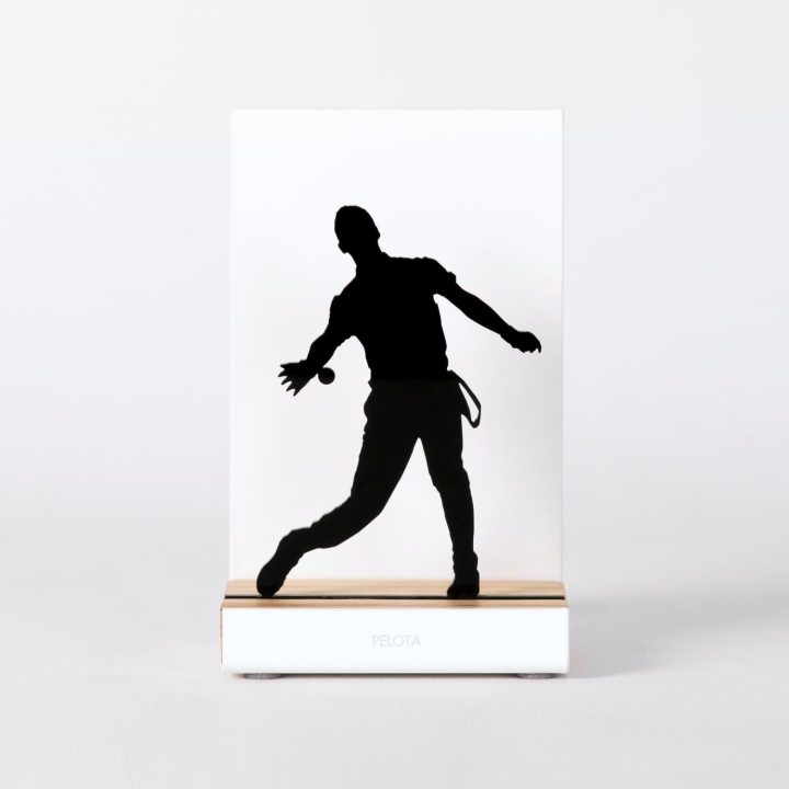 Figure "Basque pelota · Pelotari playing underarm", front view