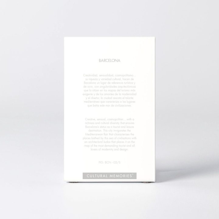 Coffret de la figure "Monument à Colomb" avec le texte qui explique la silhouette