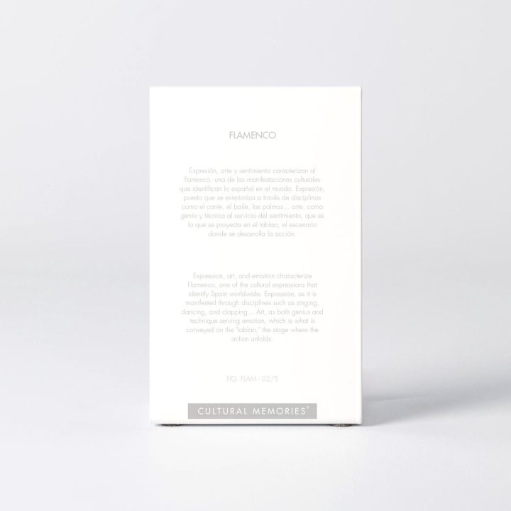 Estuche de la figura "Bailador" con el texto que explica la silueta