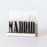 Figure "Madrid lettering", angled view showing its oak base