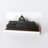 Figure "Palais de cristal", vue en perspective avec son socle en chêne