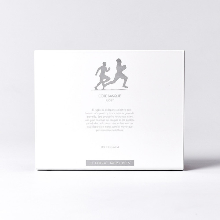 Coffret de la figure "Rugby · Course avec le ballon et un adversaire" avec le texte qui explique la silhouette
