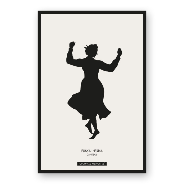 Recto de la carte postale "DANTZARI NESKA", avec la silhouette