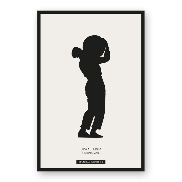 Recto de la carte postale "HARRIJASOTZAILE", avec la silhouette