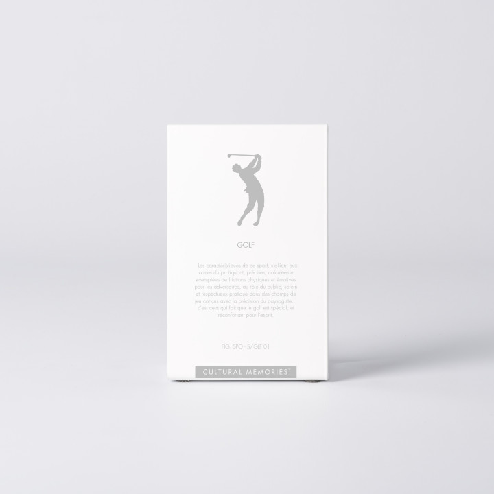 Coffret de la figure "Golf · Swing classique en knickers" avec le texte qui explique la silhouette